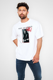 Rory Gallagher Baskılı Beyaz Unisex Oversize Tişört - Tshirt