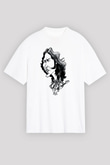 Rory Gallagher Baskılı Beyaz Unisex Oversize Tişört - Tshirt