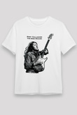 Rory Gallagher Baskılı Unisex Beyaz Tişört - Tshirt
