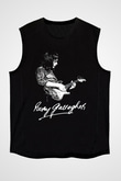 Rory Gallagher Baskılı Unisex Siyah Kolsuz Tişört - Tshirt