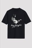 Rory Gallagher Baskılı Unisex Siyah Oversize Tişört - Tshirt