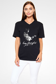 Rory Gallagher Baskılı Unisex Siyah V Yaka Tişört - Tshirt