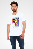 Rosalind Franklin Baskılı Unisex V Yaka Beyaz Tişört - Tshirt