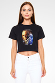 Rudolf Diesel Baskılı Crop Top Kadın Tİşört - Tshirt