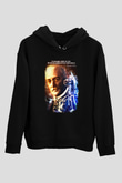 Rudolf Diesel Baskılı Unisex Siyah Kapüşonlu Sweatshirt