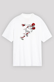 Rugby Baskılı Unisex Beyaz Oversize Tişört - Tshirt