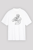 Rugby Baskılı Unisex Beyaz Oversize Tişört - Tshirt