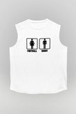 Rugby Baskılı Unisex Kolsuz Beyaz Tişört