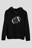 Rugby Baskılı Unisex Siyah Kapüşonlu Sweatshirt