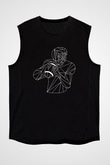 Rugby Baskılı Unisex Siyah Kolsuz Tişört