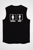 Rugby Baskılı Unisex Siyah Kolsuz Tişört