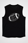 Rugby Baskılı Unisex Siyah Kolsuz Tişört