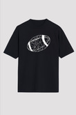 Rugby Baskılı Unisex Siyah Oversize Tişört