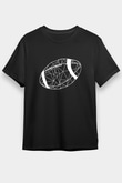 Rugby Baskılı Unisex Siyah Tişört - Tshirt