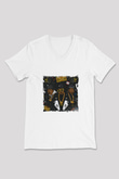Run DMC Baskılı Beyaz V Yaka Unisex Tişört