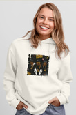 Run DMC Baskılı Unisex Beyaz Kapüşonlu Sweatshirt