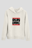 Run DMC Baskılı Unisex Beyaz Kapüşonlu Sweatshirt