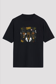 Run DMC Baskılı Unisex Oversize Siyah Tişört