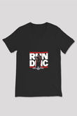 Run DMC Baskılı Unisex Siyah V Yaka Tişört