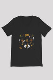 Run DMC Baskılı Unisex Siyah V Yaka Tişört