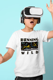Running Wild Baskılı Beyaz Unisex Beyaz Çocuk Tişört - Tshirt