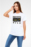 Running Wild Baskılı Unisex Beyaz Tişört - Tshirt