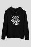 Running Wild Baskılı Unisex Siyah Kapüşonlu Sweatshirt