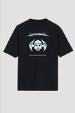 Running Wild Baskılı Unisex Siyah Oversize Tişört - Tshirt