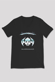 Running Wild Baskılı Unisex Siyah V Yaka Tişört - Tshirt