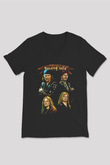 Running Wild Baskılı Unisex Siyah V Yaka Tişört - Tshirt