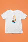 Rüzgar Sörfü Baskılı Unisex Beyaz Çocuk Tişört - Tshirt