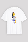 Rüzgar Sörfü Baskılı Unisex Beyaz Oversize Tişört - Tshirt