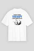 Rüzgar Sörfü Baskılı Unisex Beyaz Oversize Tişört - Tshirt