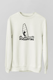 Rüzgar Sörfü Baskılı Unisex Ekru Sweatshirt