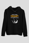 Rüzgar Sörfü - Windsurf Baskılı Unisex Siyah Kapüşonlu Sweatshirt