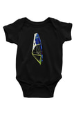 Rüzgar Sörfü - Windsurf Baskılı Unisex Siyah Bebek Body - Zıbın