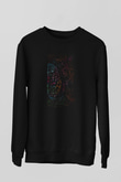 Sağ Beyin Sanat Müzik Baskılı Unisex Siyah Sweatshirt