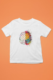 Sağ ve Sol Beyin Baskılı Unisex Beyaz Çocuk Tişörtü - Tshirt