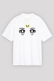 Sailor Moon Baskılı Beyaz Unisex Oversize Tişört - Tshirt
