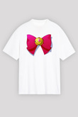Sailor Moon Baskılı Beyaz Unisex Oversize Tişört - Tshirt