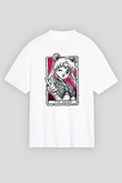 Sailor Moon Baskılı Beyaz Unisex Oversize Tişört - Tshirt