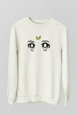 Sailor Moon Baskılı Beyaz Unisex Sweatshirt