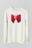 Sailor Moon Baskılı Beyaz Unisex Sweatshirt