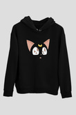 Sailor Moon Baskılı Unisex Siyah Hoodie