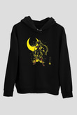 Sailor Moon Baskılı Unisex Siyah Hoodie