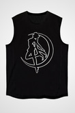 Sailor Moon Baskılı Unisex Siyah Kolsuz Tişört - Tshirt