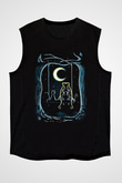 Sailor Moon Baskılı Unisex Siyah Kolsuz Tişört - Tshirt