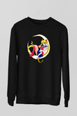 Sailor Moon Baskılı Unisex Siyah Sweatshirt