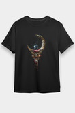 Sailor Moon Baskılı Unisex Siyah Tişört - Tshirt