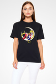Sailor Moon Baskılı Unisex Siyah Tişört - Tshirt
